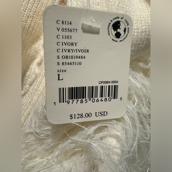 Free People Marilyn Faux Feather Trim Off the Shoulder Crop Sweater - Picture 5 of 10